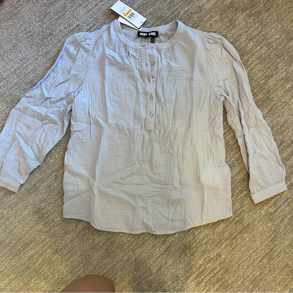 DKNY Gray Casual Button Down Shirt Relaxed Fit